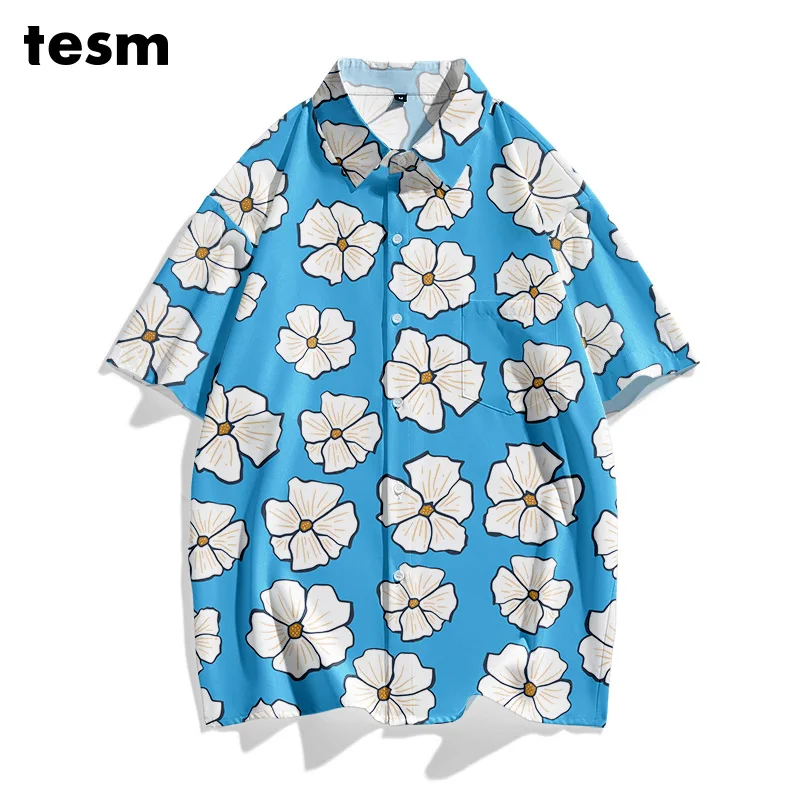

TESM Men Colorful Polka Dot Shirt Short Sleeve Loose Fit Casual Summer Beach Hawaiian Shirts Streetwear Parent Child Outing top
