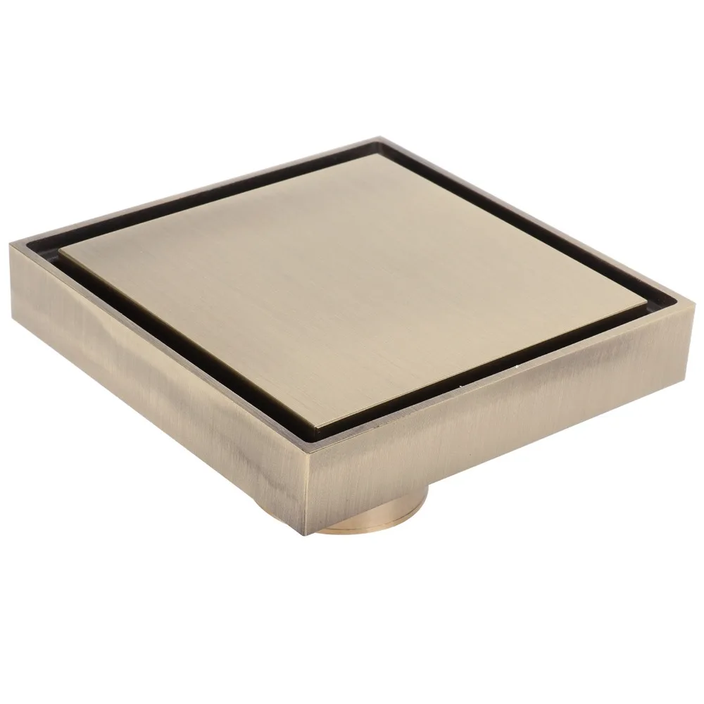 Square Shower Floor Drain Brass Material 10x10cm/3.9x3.9in Floor Drain Anti-Odor Design Removable Cover Tile Insert Drain