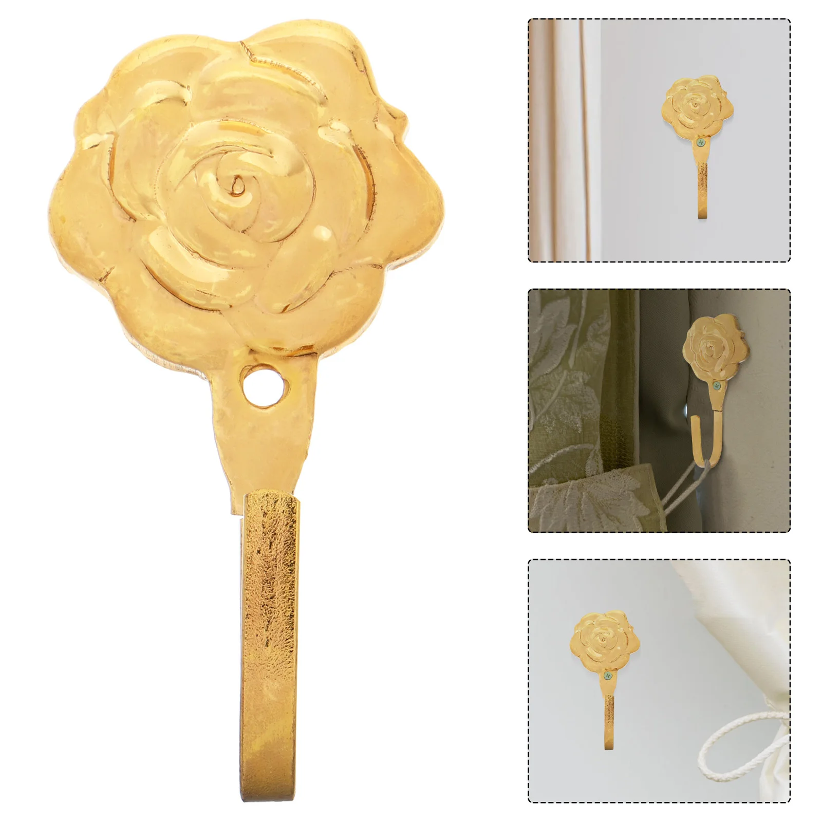 

2Pcs Zinc Alloy Curtain Hooks European Floral Design Decorative Curtain Holdbacks Coat Hat Scarf Hangers Vintage Style Heavy