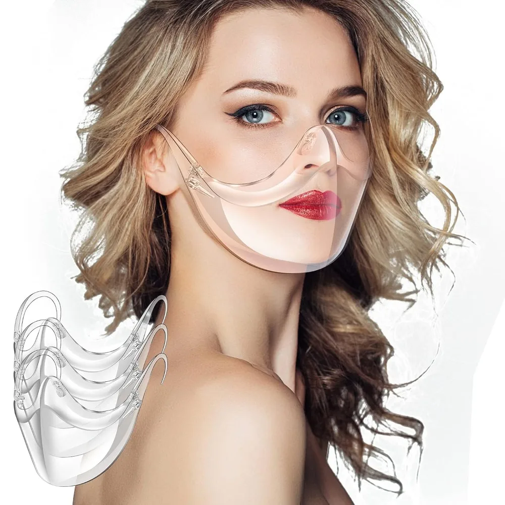Protector facial transparente de 3 piezas, máscara protectora ligera antivaho, máscara facial resistente y transpirable con expresión visible, protector facial transparente de plástico reutilizable y lavable para hombres y mujeres