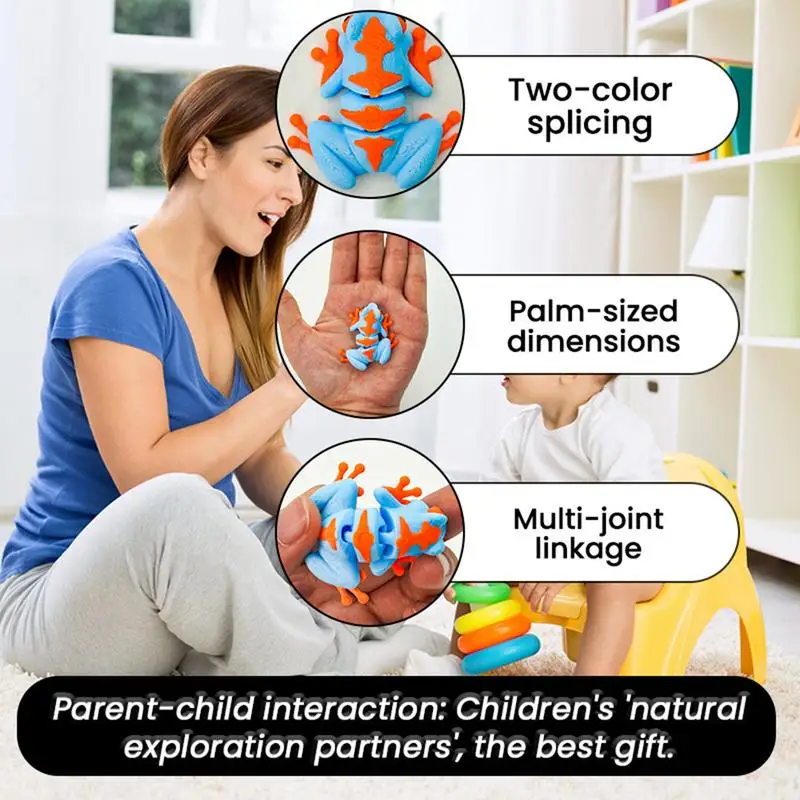 Figuras de rana, decoración de escritorio, articulaciones móviles, soporte emocional, modelo realista de Animal para estantería, baño, jardín de hadas