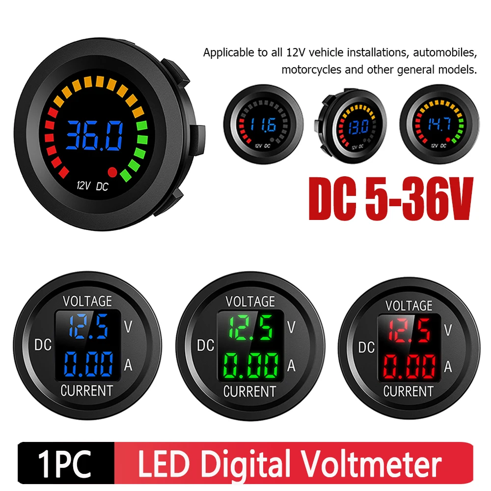 

LED Digital Color Display Voltmeters DC 5-36V Car Volt Panel Meter Voltmeter Ammeter Mini Volt Tester Test Gauge Amp Detector