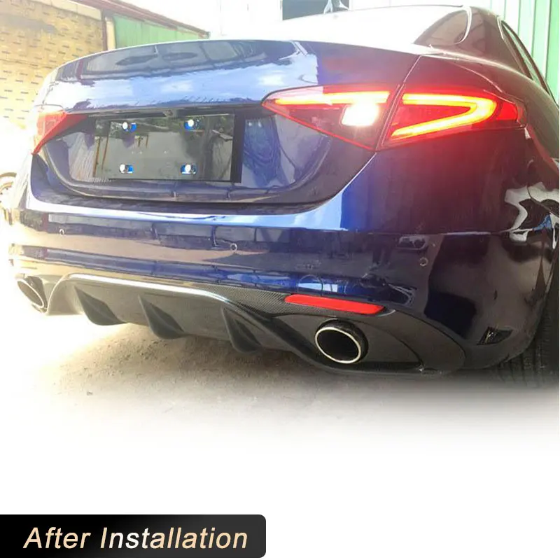 Carbon Fiber Car Rear Bumper Diffuser Lip Spoiler for Alfa Romeo Giulia Sport Sedan 2016-2019 Racing Rear Diffuser Lip Apron