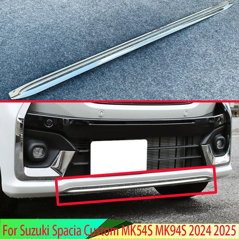 For Suzuki Spacia Custom MK54S MK94S 2024 2025 ABS Chrome Plated Before The Bar Bumper Cover Shield Trim Molding Lower Grille