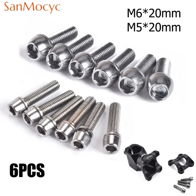 Stainless Steel M5/M6 MTB Bike Handlebar Stem Screws Hexagon Bolt Screws for Bicycle Handlebar Enhancement Bicycle Accessories