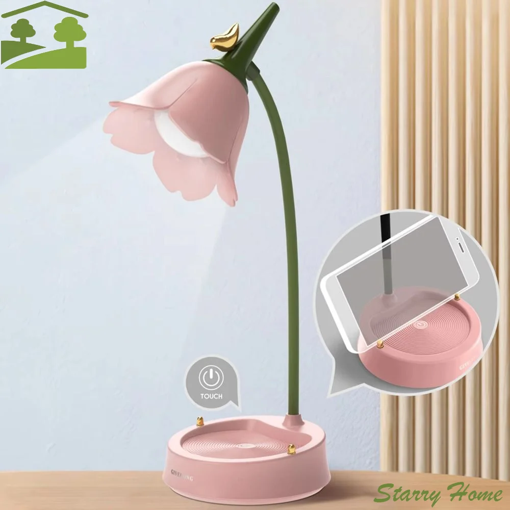 

Регулируемая настольная лампа в форме цветка с сенсорным управлением, перезаряжаемая, 3 режима освещения, декоративное светодиодное освещение