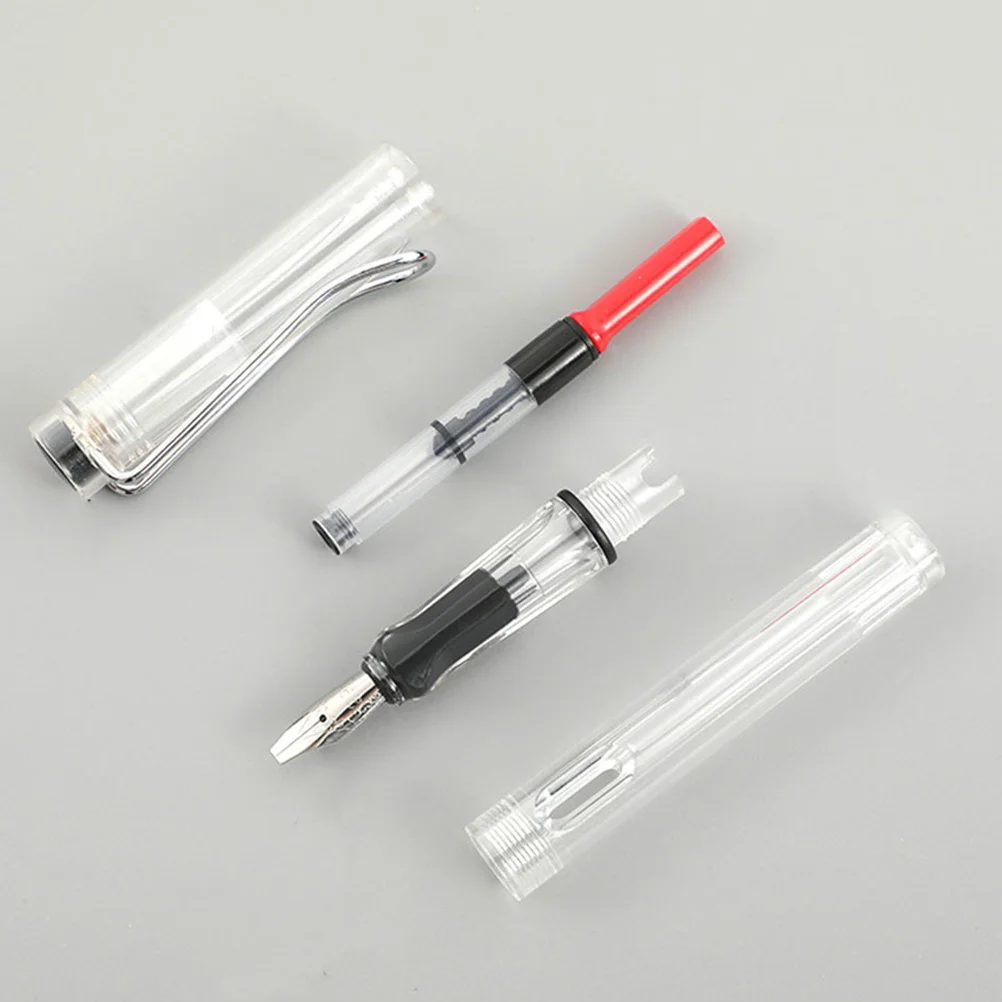 6pcs Transparent Fountain Pen Calligraphy Exercising Multi-Function Portable Writing Pen For Artists Students Office School Art