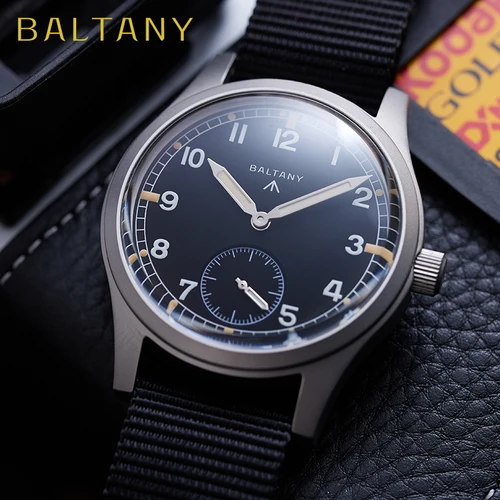 Reloj Baltany Dirty Dozen para hombre S2019, reloj de pulsera militar Vintage, segundero pequeño VD78, cuarzo luminoso, 100M, resistente al agua, campo Wa