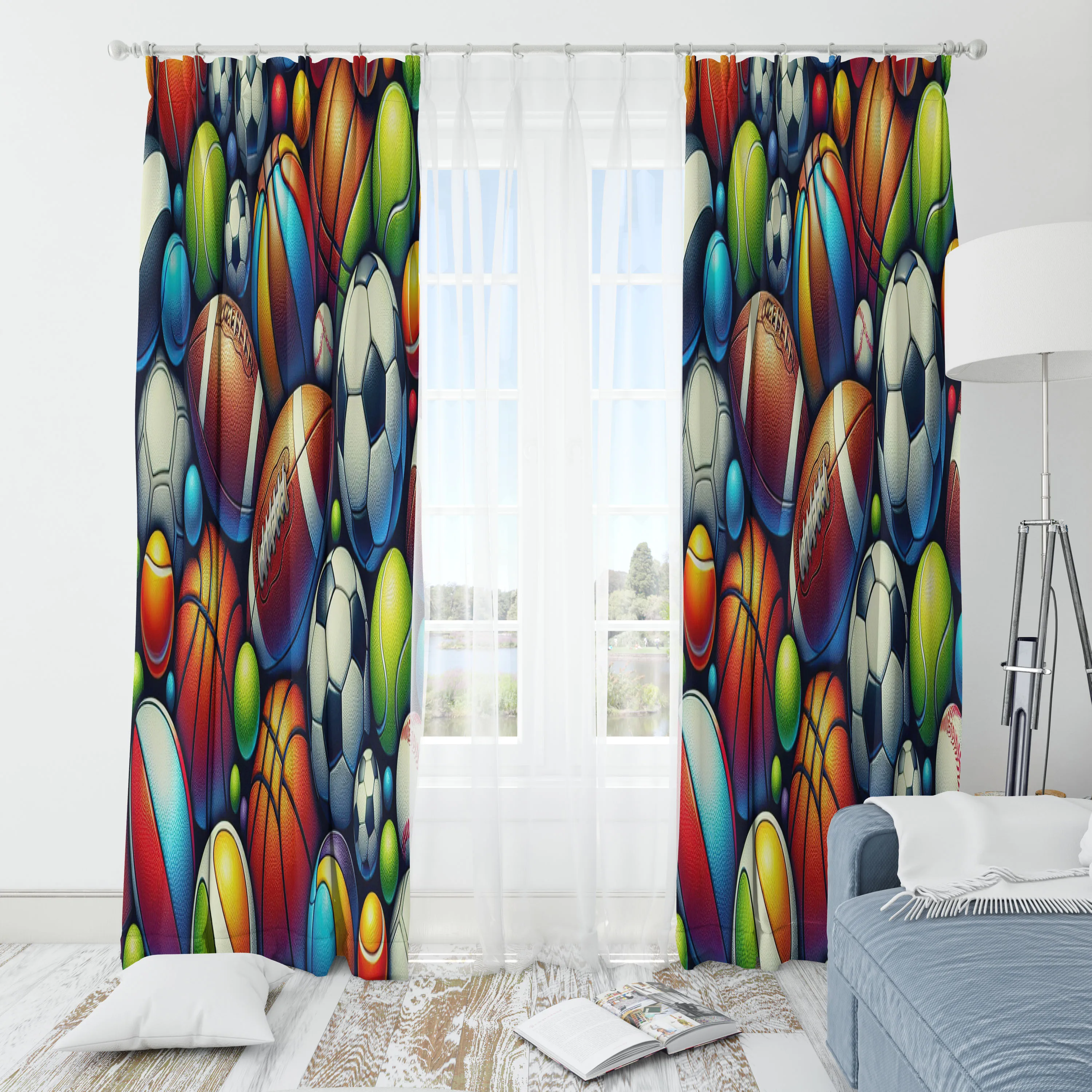 Sports Preschool Kids Tutoral Blackout Children Curtain 1 Panel