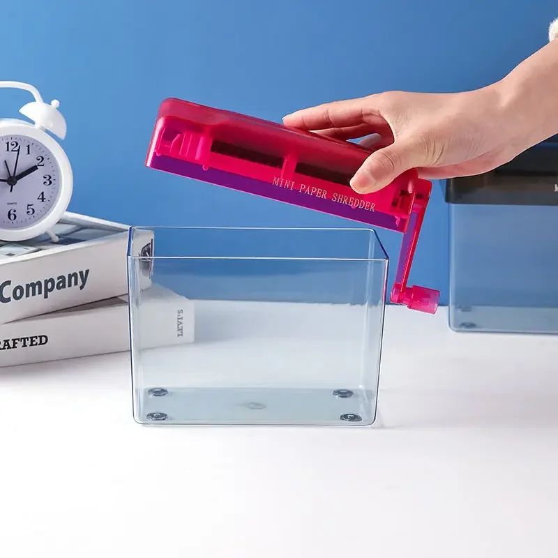 Portable hand cranked shredder, office and home desktop A6 strip paper cutter, small office silent shredder B
