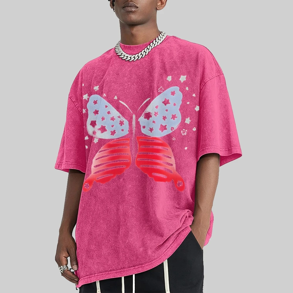 O-Neck Short Sleeve Graphic T Shirts Women Men Unisex Streetwear Vintage Washed Oversized Tee Y2k Clothes 2025 Summer T Shirt