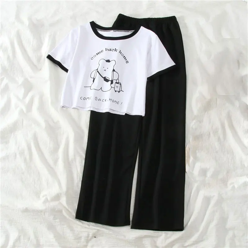 

Baby Sports Suits for Girls Cartoon Short Sleeved T-shirt + Loose Pants Kids Girl Outfit Set Children Summer Clothes