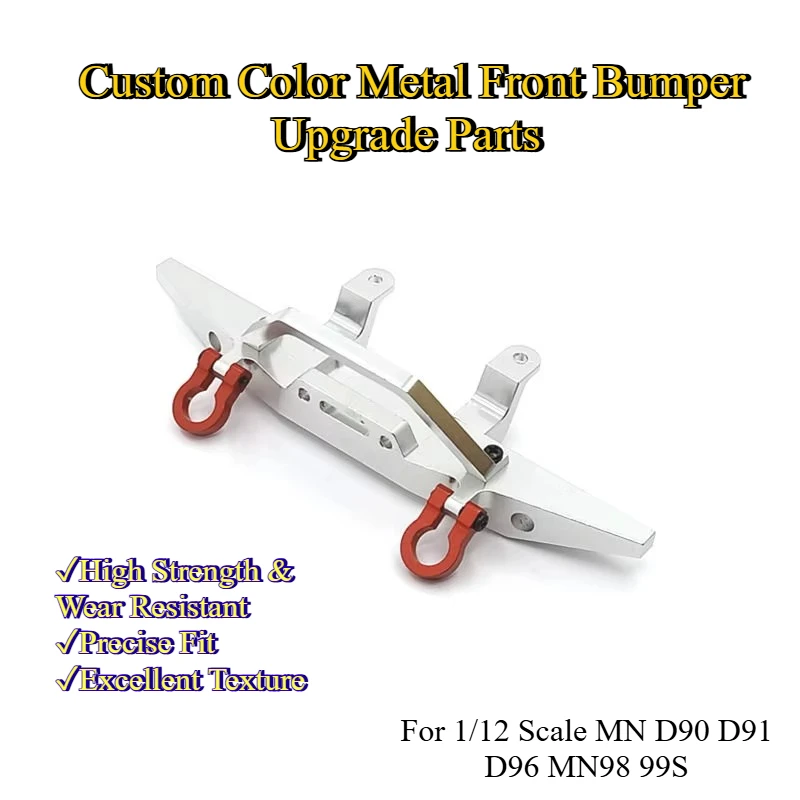 For 1/12 Scale MN D90 D91 D96 MN98 99S Custom Color Metal Front Bumper Upgrade Parts RC Crawler Replacement Spare Accessories