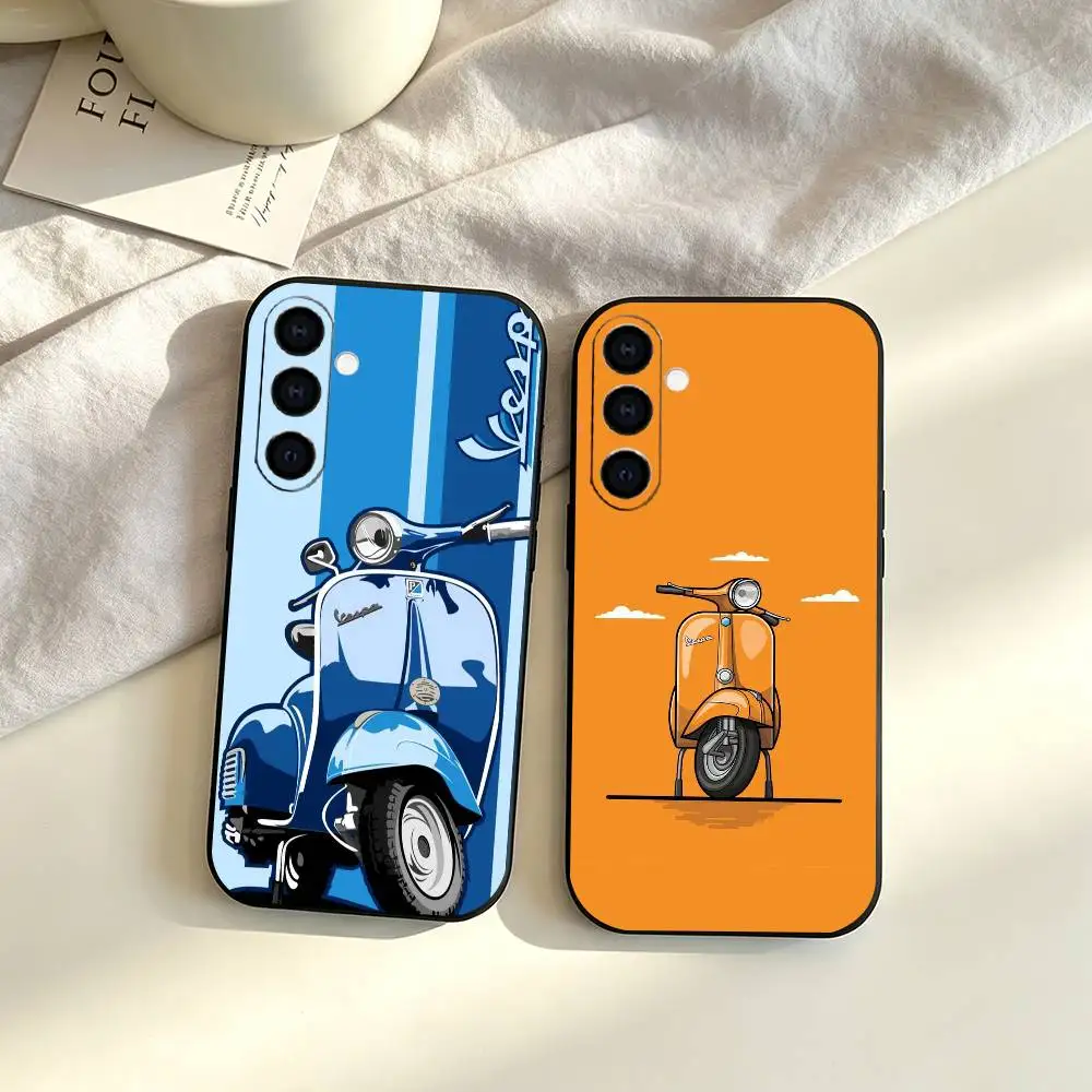 Cool Moto Bike Vespas Scooters  gift Phone Case Black Silicone Soft For Samsung Galaxy A73,A72,A71,A70,A53,A52,A51