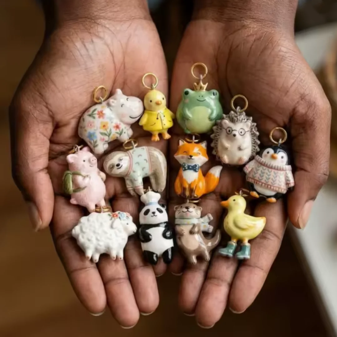 2026 New Pendant Series Animal World Hippopotamus, Chick, Frog, Hedgehog, Piggy Handmade DIY