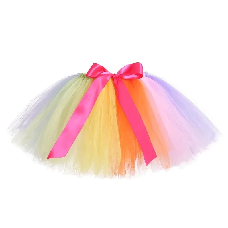 Girls Rainbow Fluffy Tutu Skirt, Soft Tulle Princess Ballet Skirt for Birthday Party Photoshoot Clothing,Holiday Dress-Up Outfit