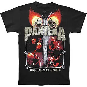 Men's Pantera Lightning Skulls T-shirt Small Black