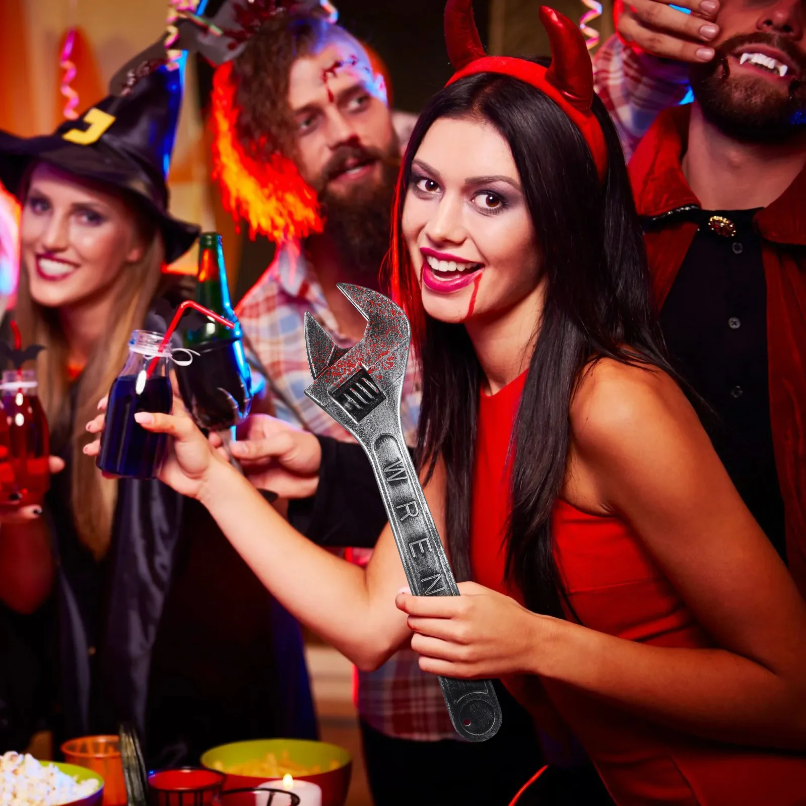 2 قطعة مفتاح ربط الدموي المقلد البلاستيك وهمية المفك لحفلة الهالوين مسكون ديكورات منزلية خدعة صور الدعامة #6