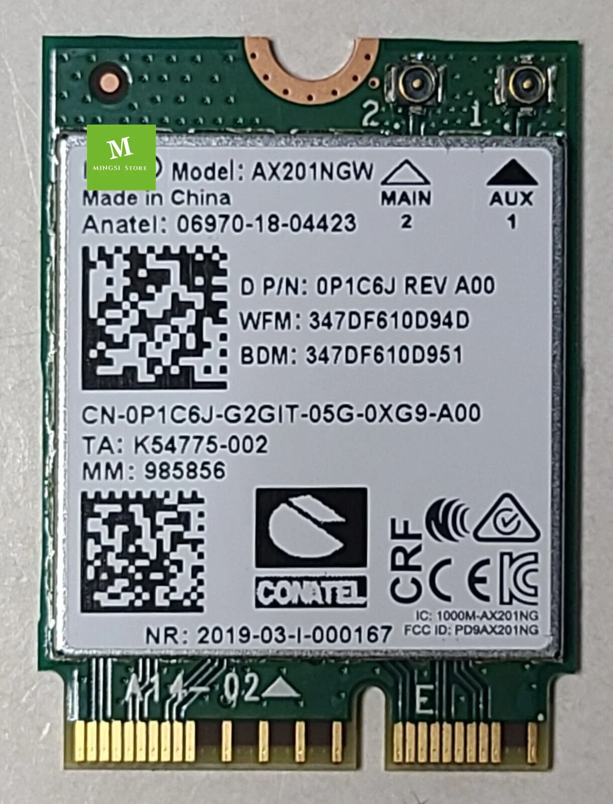 Genuine FOR Dell Inspiron 15 5000 5501 WI-FI Wireless Card P1C6J 0P1C6J AX201NGW