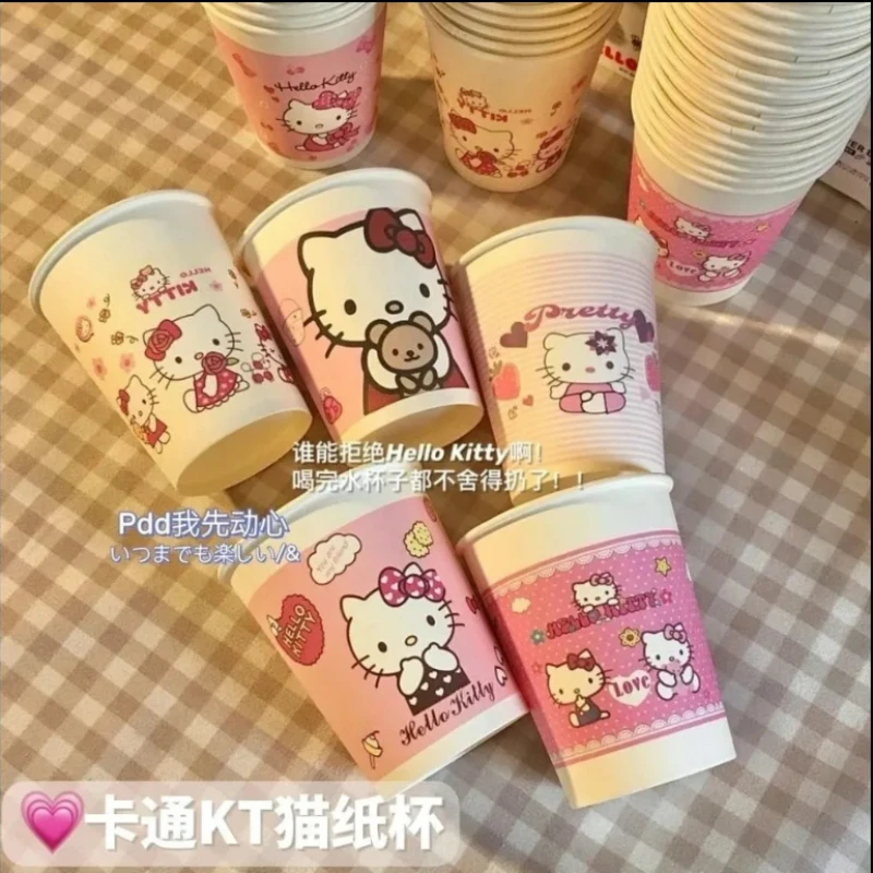 Cartoon Sanrio Hello Kitty Cute Festival Paper Cup Party Appliances Party Disposable Cups