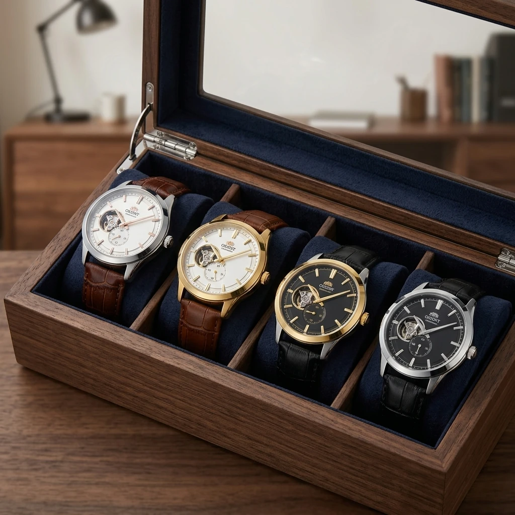 Men Orient Japan Automatic Mechanical Wristwatch Skeleton Dial Small Second Hand Waterproof Leather Strap Dress Watch view 6