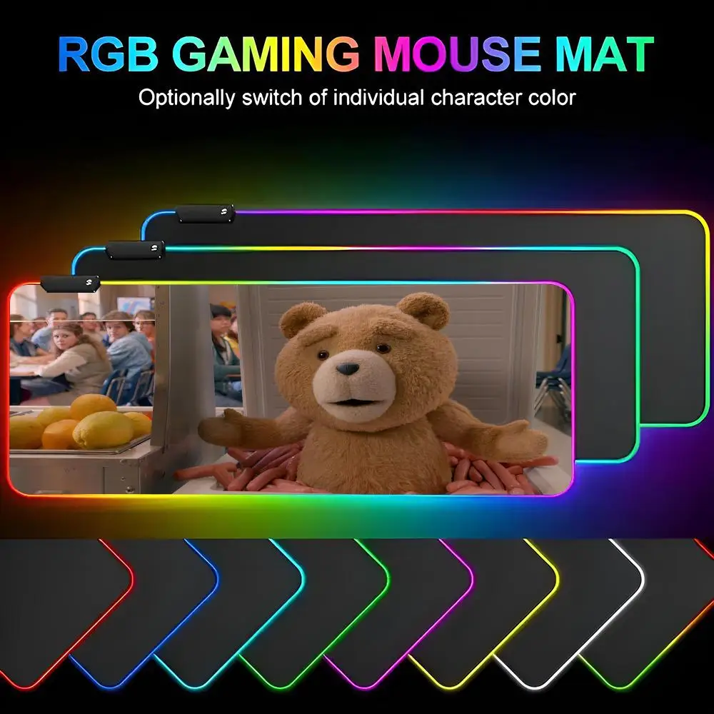 Ted Bear Mouse Pad Gamer RGB Deskmat Keyboard Mat Gaming Laptops LED Mousepad Desk Protector Anime Mause Mats