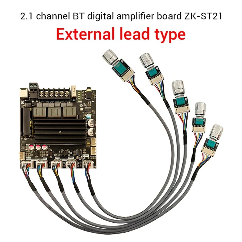 

ZK-ST21 Digital Power Amplifier Board Black 2.1 Channel Bluetooth Amplifier Module With Leads