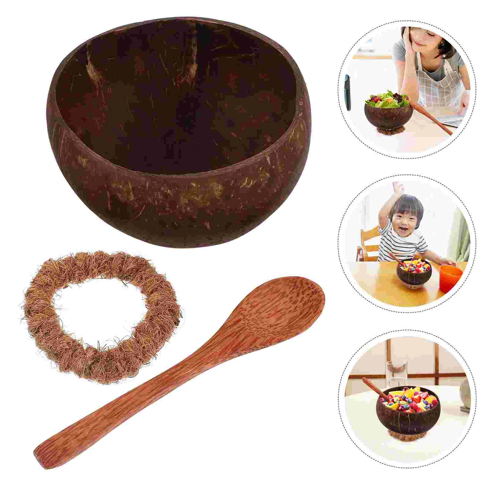 Coconut Shell Bowl Set Large Serving 1300X1300X750CM Dipping Bowls Multi-purpose Light Brown Home Food Cereal