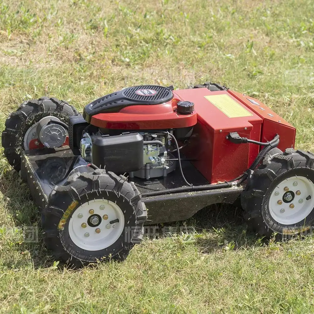 196CC Gas Wheeled Remote Control Lawn Mower All Terrain 4WD Robot Grass Cutter with High-Quality Tires & Precision Cutting