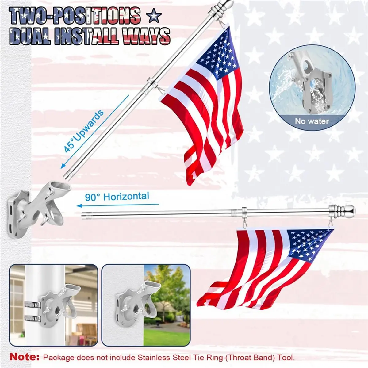 AA83 Flag Pole for House,6 FT Stainless Steel ,, 1In Rustproof Porch Flagpole for Outdoor Sport for Flag