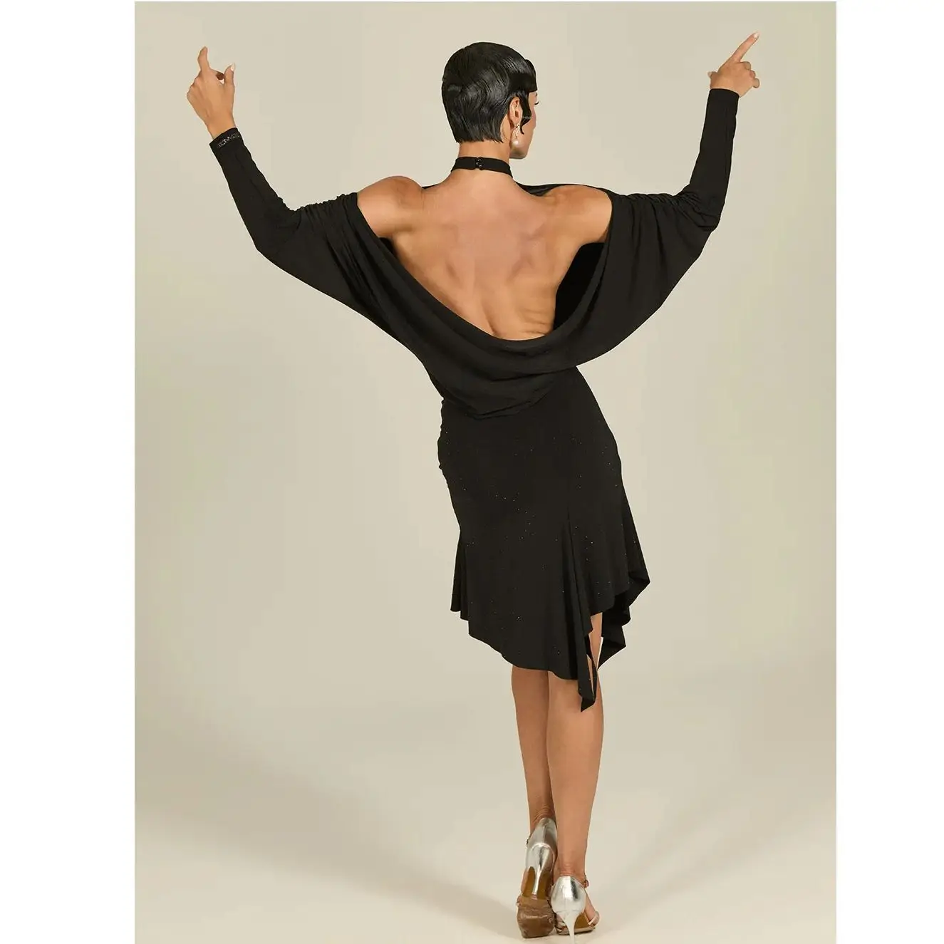 Nowe stroje do tańca latynoamerykańskiego dla kobiet: top bez pleców z wiązaniem na szyi, spódnica, do chacha, tanga, samby, strój treningowy dla pań, model DQL12365