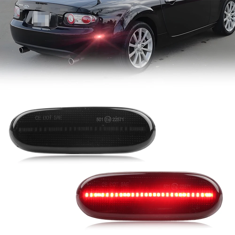 

2PCS Front Bumper Side Marker Light Fender Light Reflector Light Turn Signal Light With LED For 2006 2007 2008 Mazda MX-5 Miata