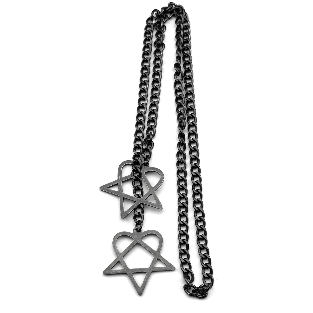 Rock Musik Band Ihn Knebelkette Für Frauen Männer Edelstahl Schwarz Goth Heartagramm Stern Mode Y Form Halskette Schmuck – Detail 7