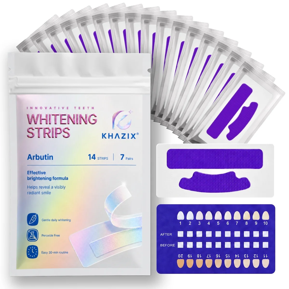 1/7 Pairs Teeth Whitening Strips for Whiter-Looking Smile, Flexible Tooth Strips Easy to Apply for Daily Cosmetic Care