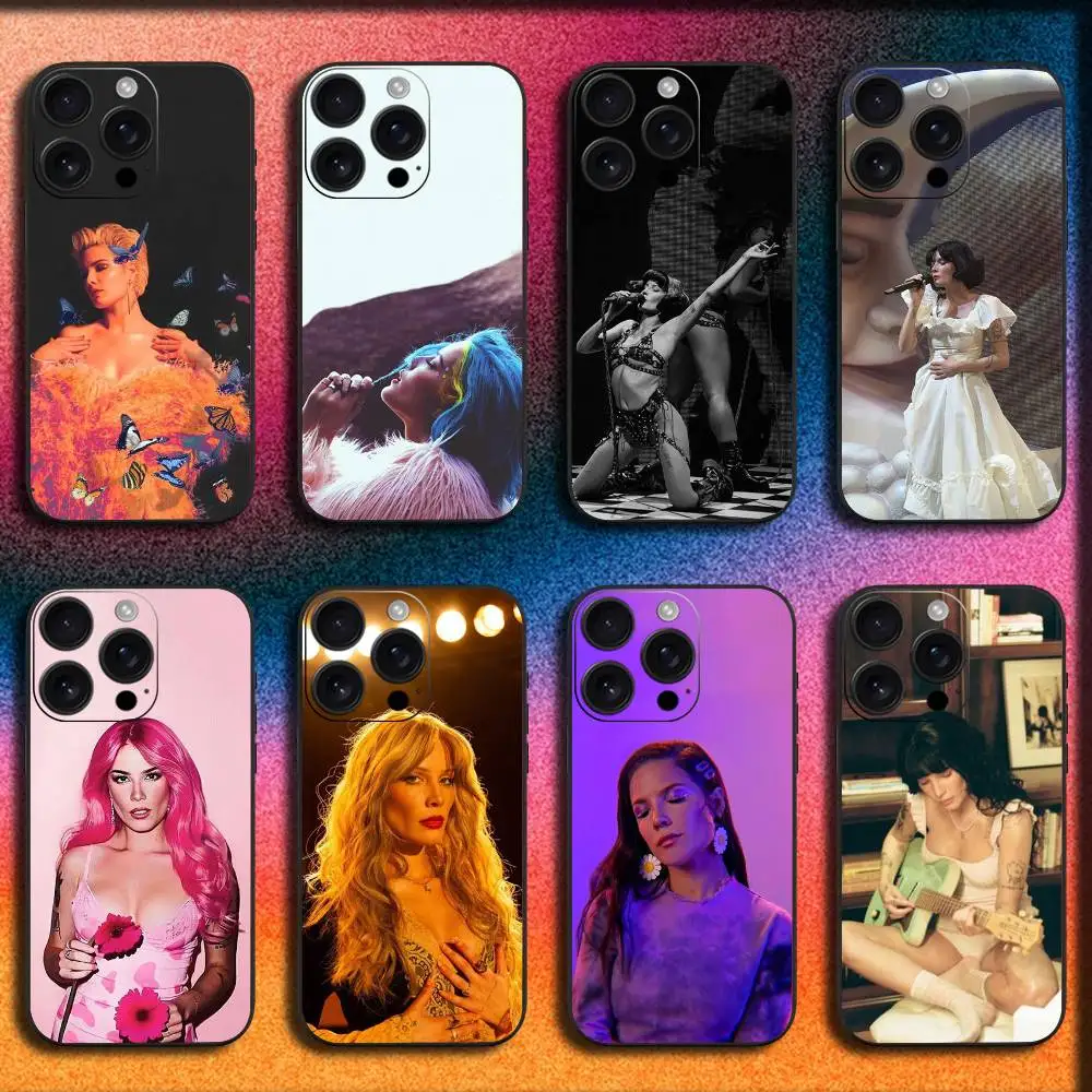 

S-Singer H-Halsey Phone Case For iPhone 17,16,15,14,13,12,11,Pro,Max,Plus,E,SE4,Air,Mini Black Cover