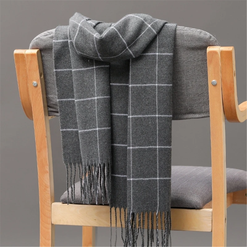 Winter Scarf Tartan Plaid Check Tassel Scarf Men Women Cold Weather Neck Gear