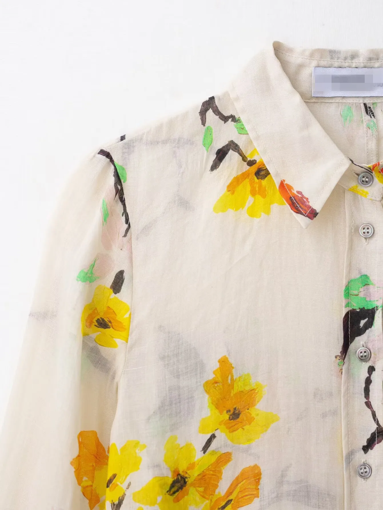 Camicia ampia da donna con stampa floreale monopetto a maniche lunghe casual di nuova moda con colletto rovesciato