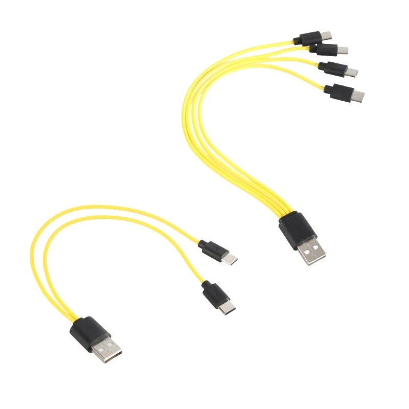 CG 25cm Long Type C to Type C Splitter Cord 1 to 2 or 1 to 4 Male Connectors Fast Charging Cable Wire for Multiple Devices