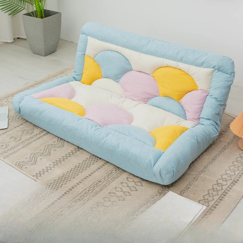 Lazy sofa bed folding dual-purpose fabric sofa rental house single person backrest seat chair Japanese style bay window small