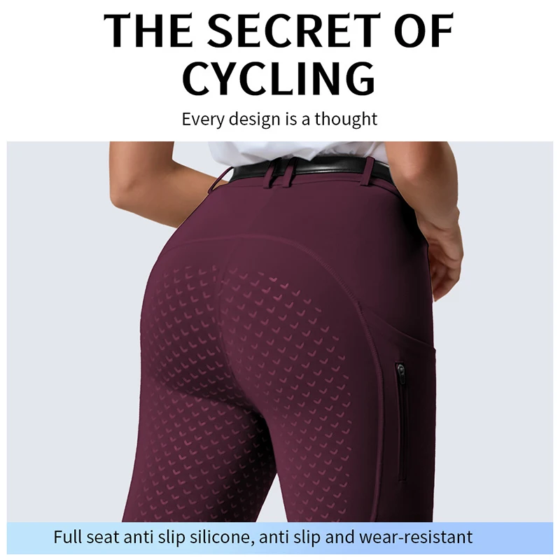 Women Equestrian Breeches Horseback Riding Pants Sports Women's Full Seat Riding Tights with Pockets High Elasticity Slim Fit