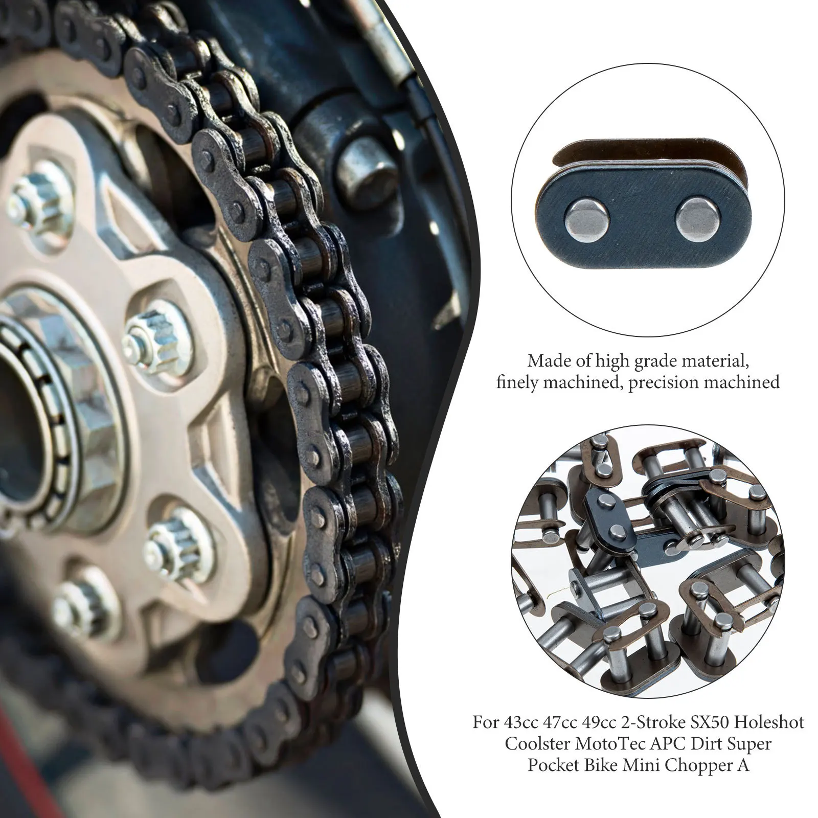 

20Pcs Motorcycle Chain Connecting Link Durable Steel Roller Chain Buckle Transmission Connector for Atv Agricultural Machine