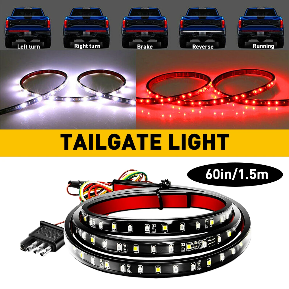 72/90LED Tailgate Light Bar Strip Truck Tailgate Bar Running Brake Turn Signal Reversing Light 60inch for Cars Truck Pickup SUVS