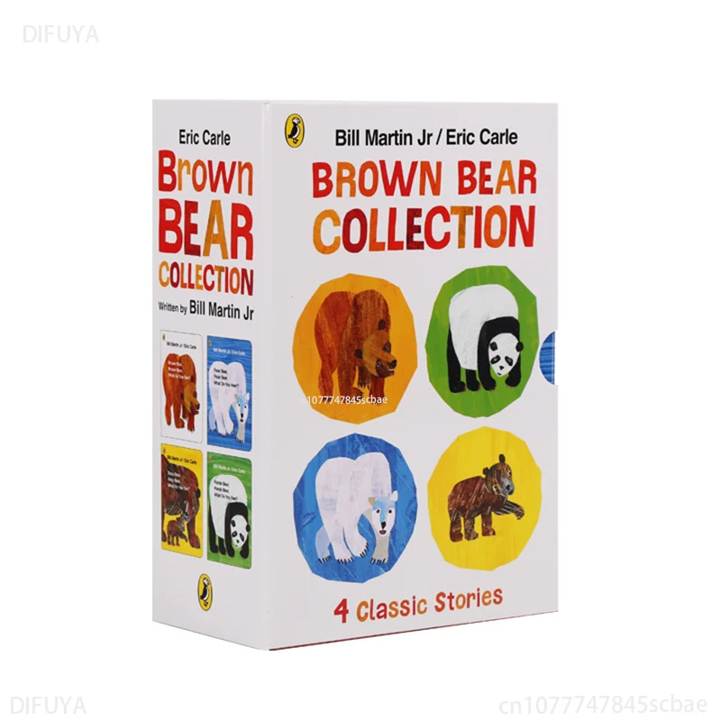 

English picture book 4 volumes Brown Bear Collection Eric Carle Brown Bear 4 volumes point-reading books