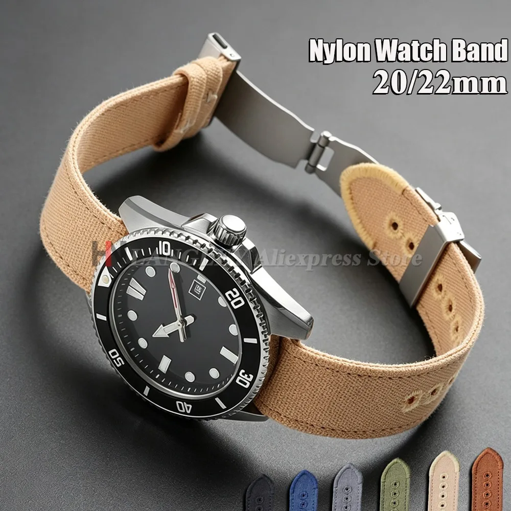 Bracelet de montre en nylon tissé 20 mm 22 mm pour la série de plongée Seiko, Tudor, Moonswatch, bracelet sport pour homme avec boucle déployante