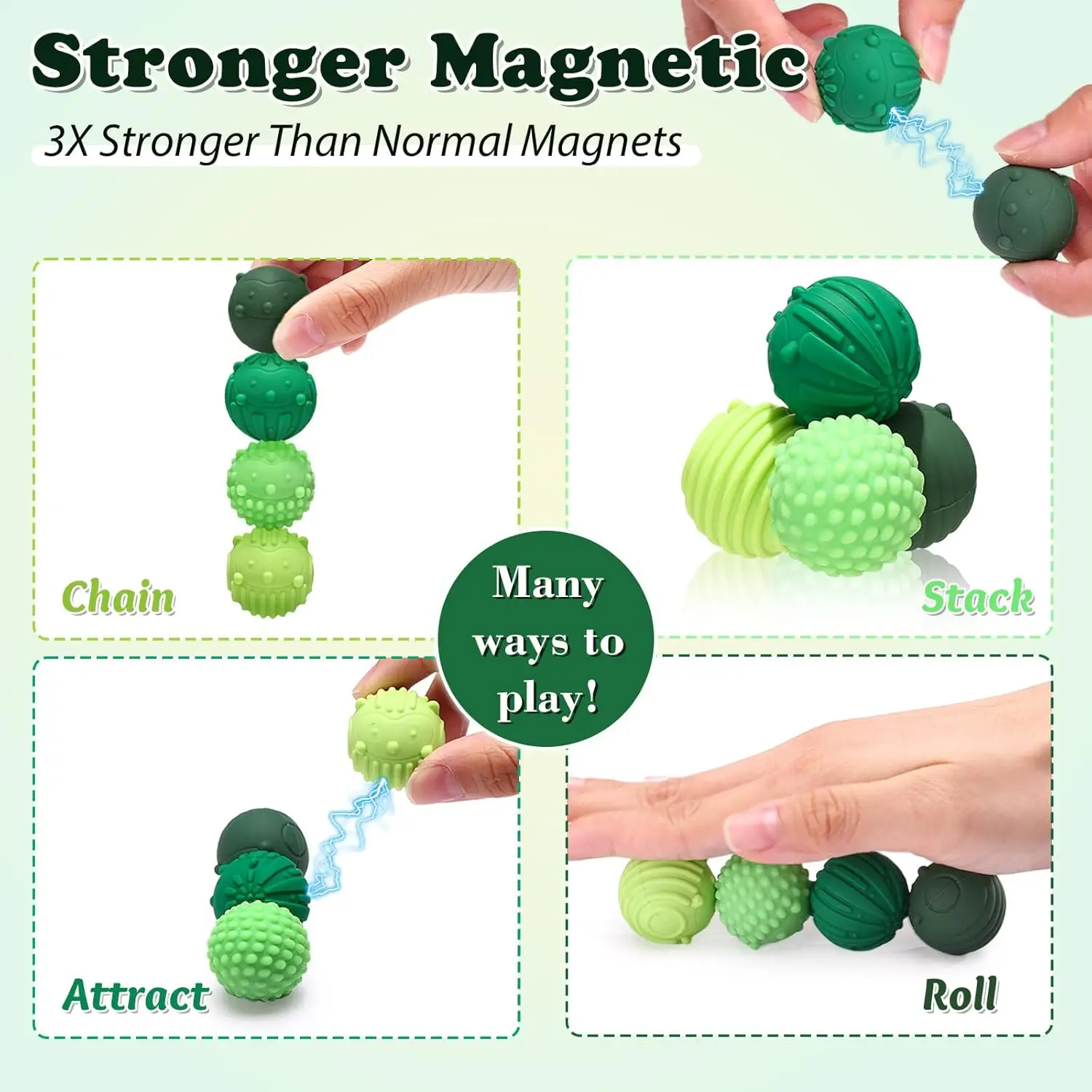 Siliconen getextureerde magnetische fidgetballen voor volwassenen en tieners 4 stuks 8 stuks zintuiglijk speelgoed Fidgets Roller Massage speelgoed voor autisme ADHD