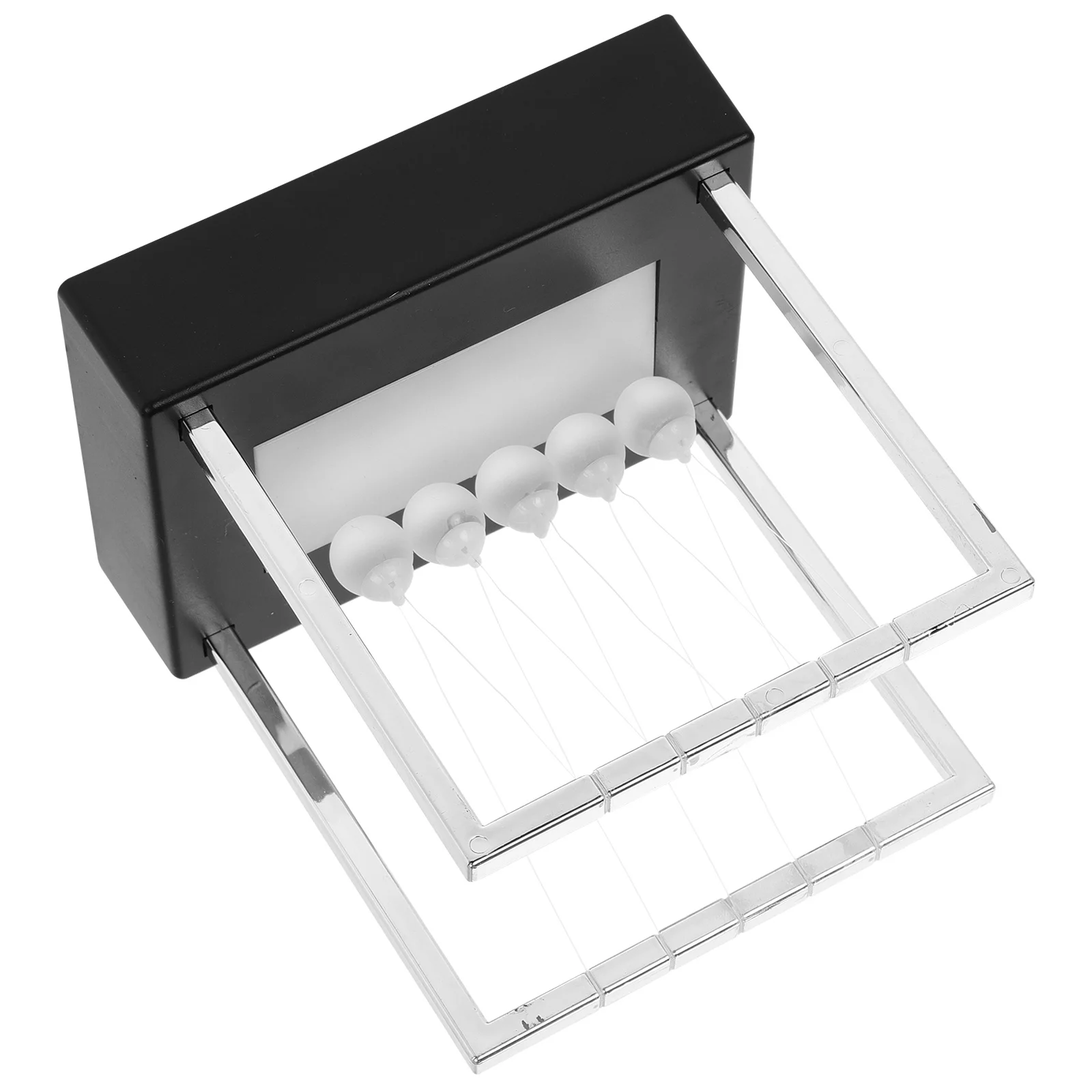 

Newton's Cradle with LED Light Up Glass Balls Swinging Balance Executive Stress Relief Decor M Black Base Modern Design