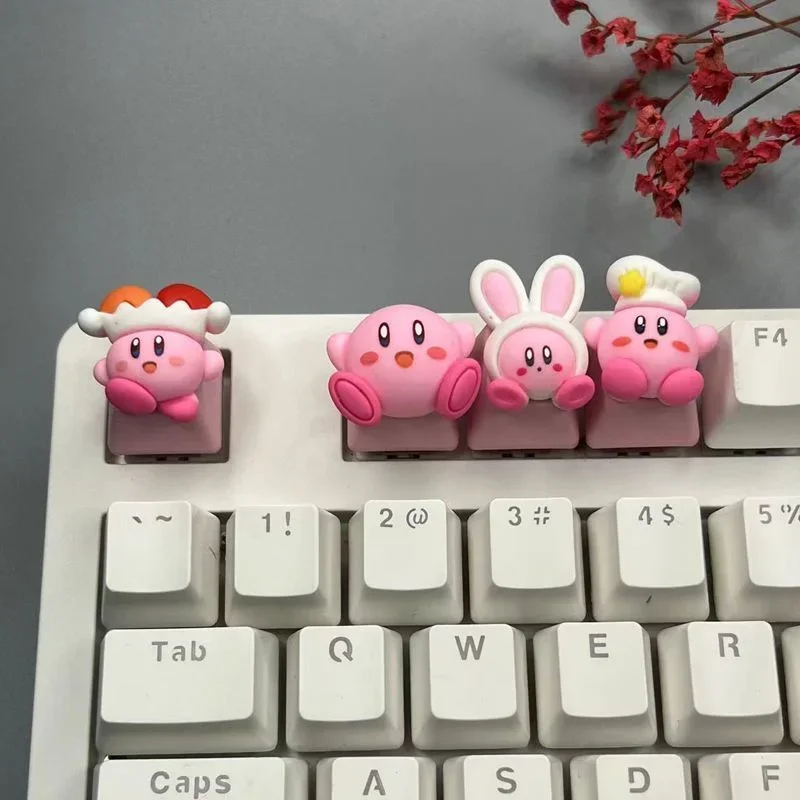 Cute Kirby Keycap Game Mechanical Keyboard R4 ESC Cross Axis Cartoon Anime Pink Girl Heart Keycap