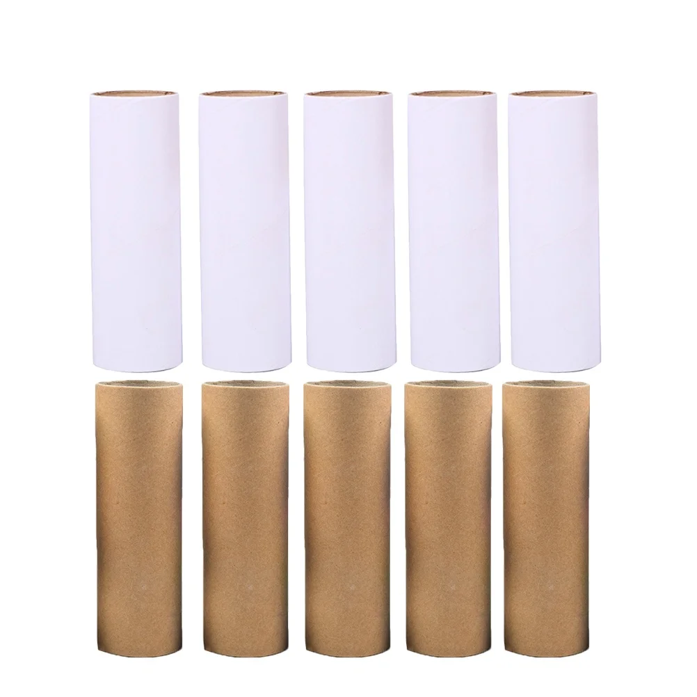 10 Pcs Handmade Paper Tube Hand-made Tubes Craft White Embryo Paperboard Cardboard