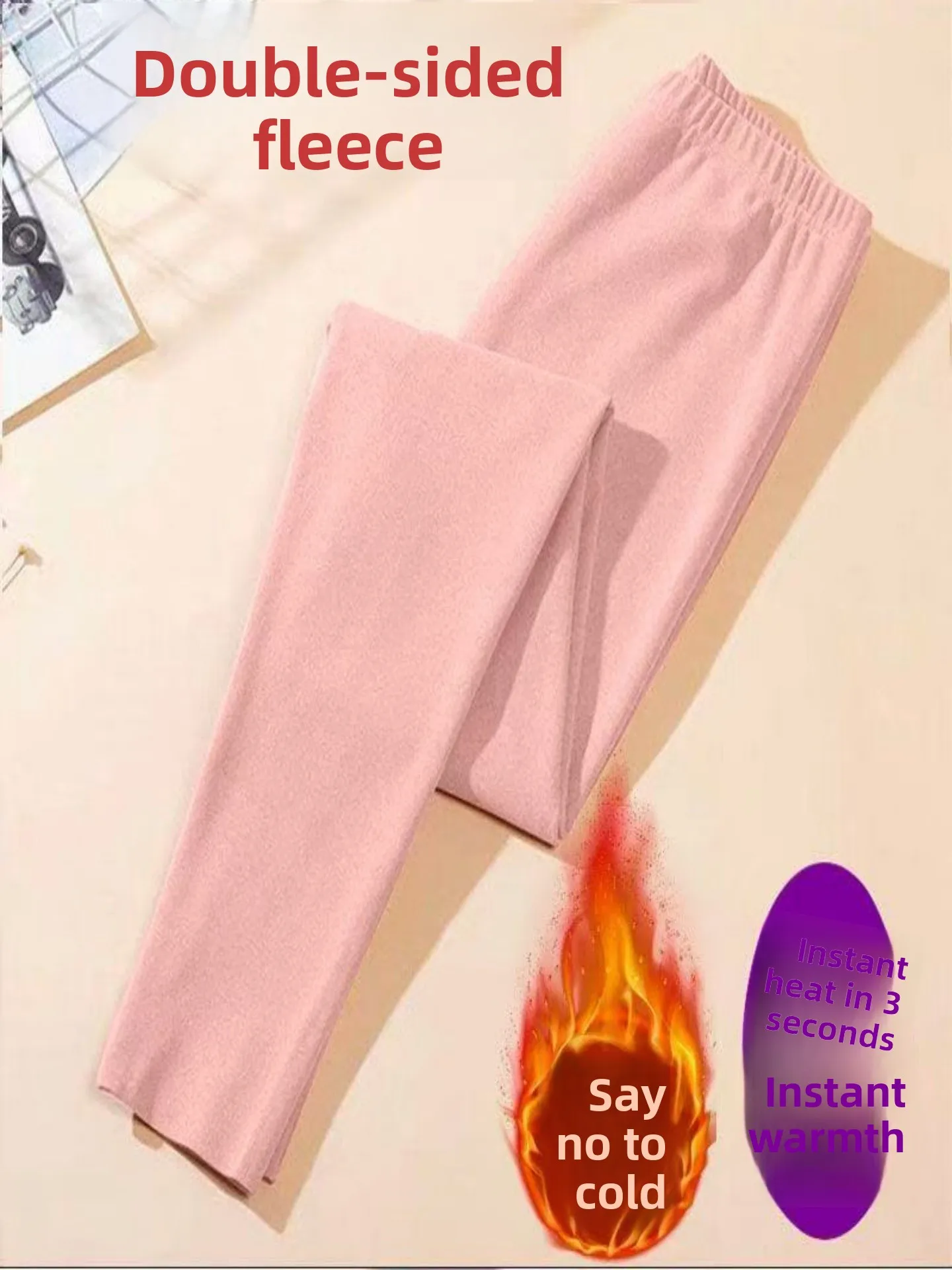 Women's Autumn Thermal Pants Thin Fleece Elastic Mid-Waist Slimming  Color Inner Wear Comfortable Warm Base Layer Trousers