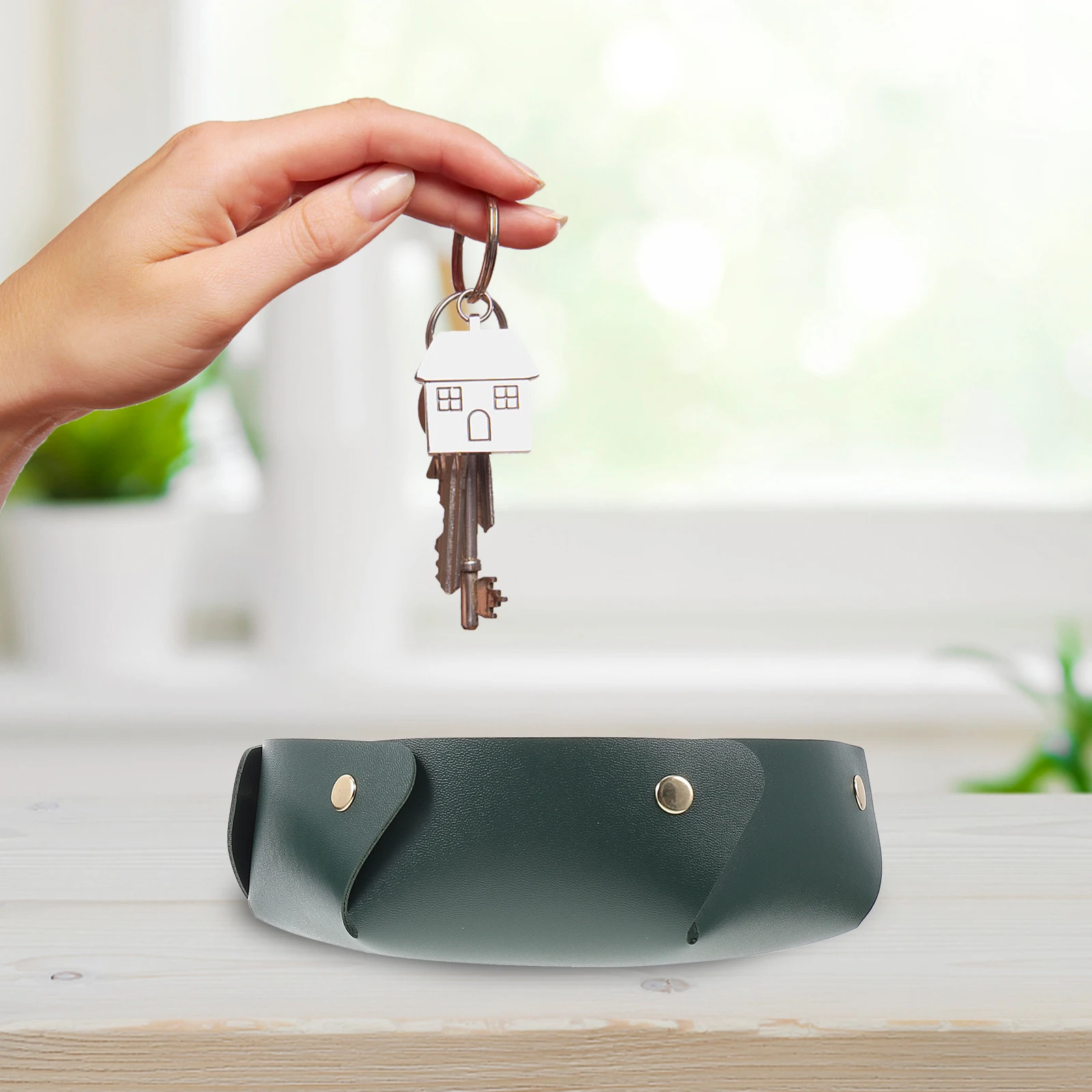 

Storage Box for Desk Key ganizer Nordic Green PU Holder Sundries Container Wear Resistant Dirt Resistant Practical